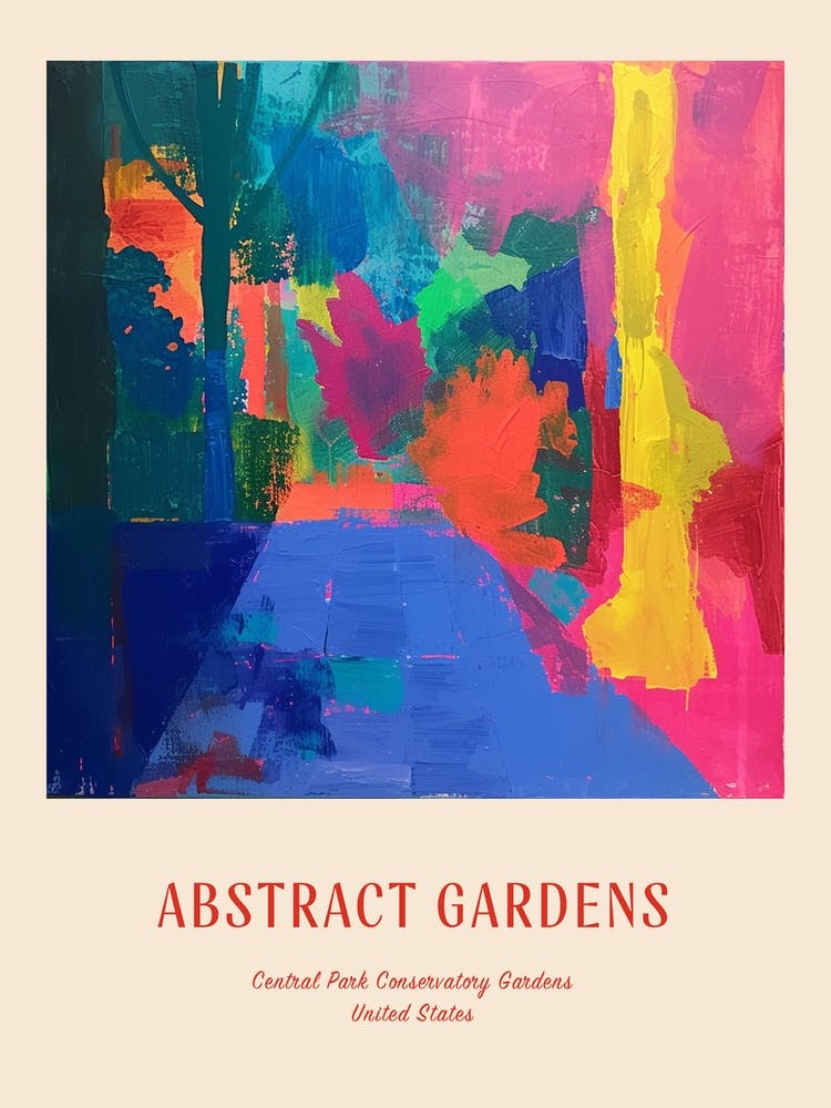Colourful Gardens Central Park Conservatory Gardens Usa 4 Red Poster