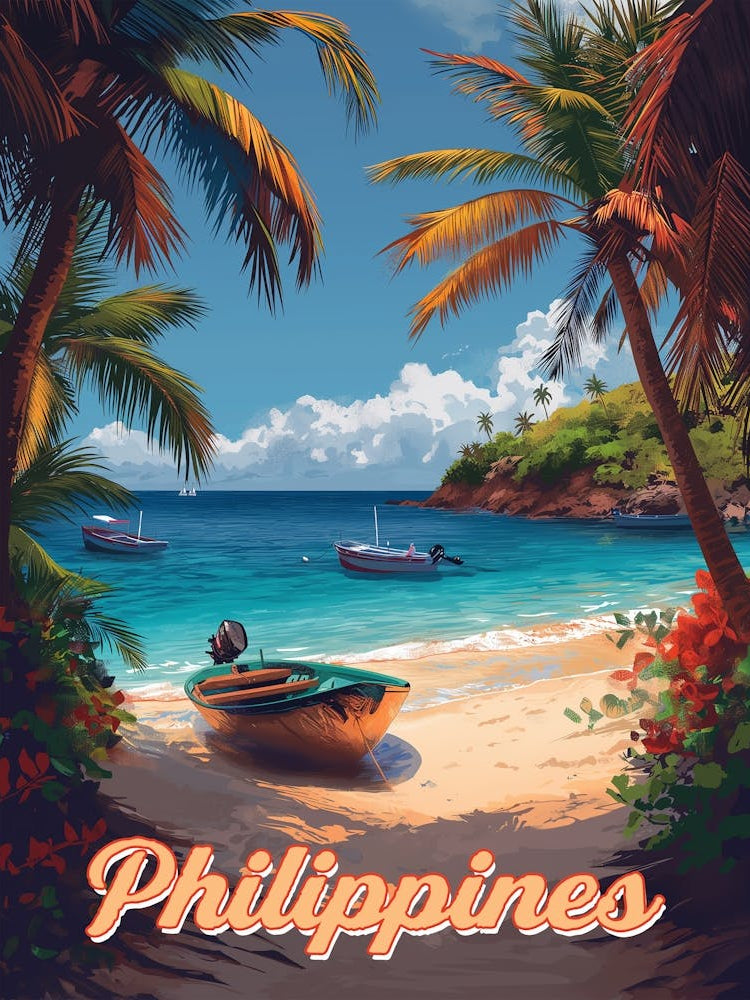 Travel Poster Of The Beach Philippines