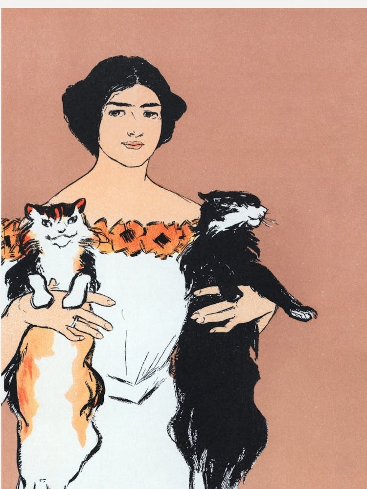Woman holding cats wall art