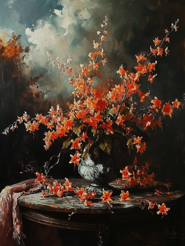 Baroque Floral Still Life Coral Bells 2