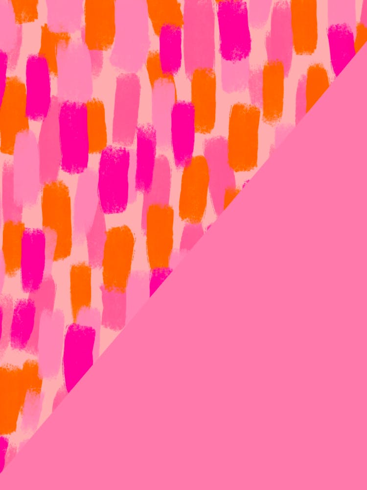 Pink And Orange Abstract Brush Strokes Colour Block