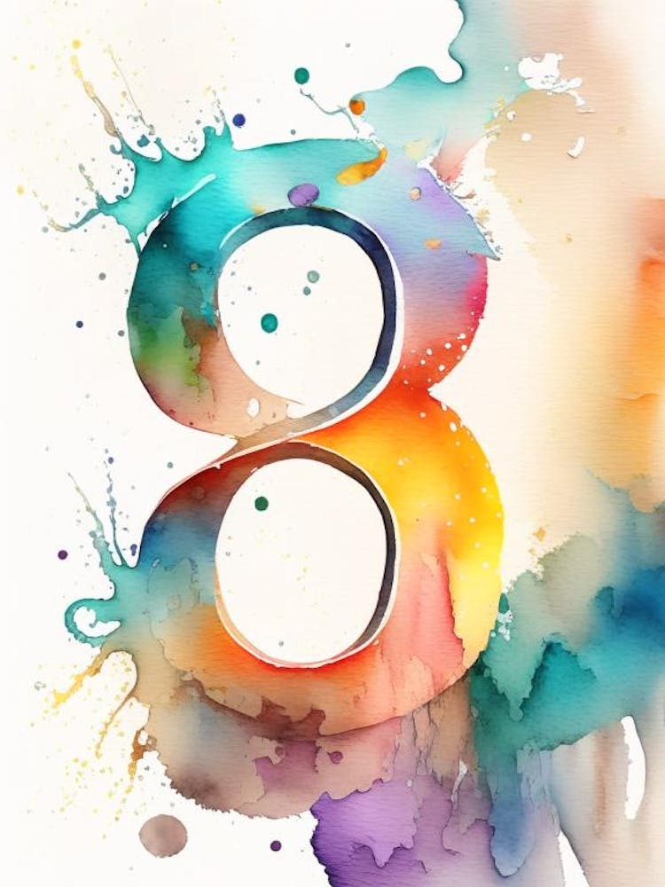 8, Number, Education Storybook Watercolour 1