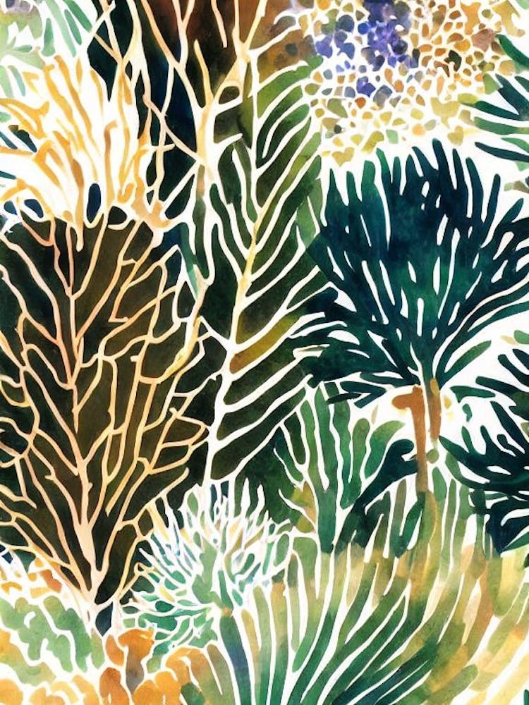 Acropora Yongei Vintage Graphic Watercolour