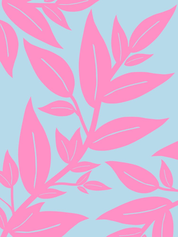 Pink And Blue Leaves Botanical