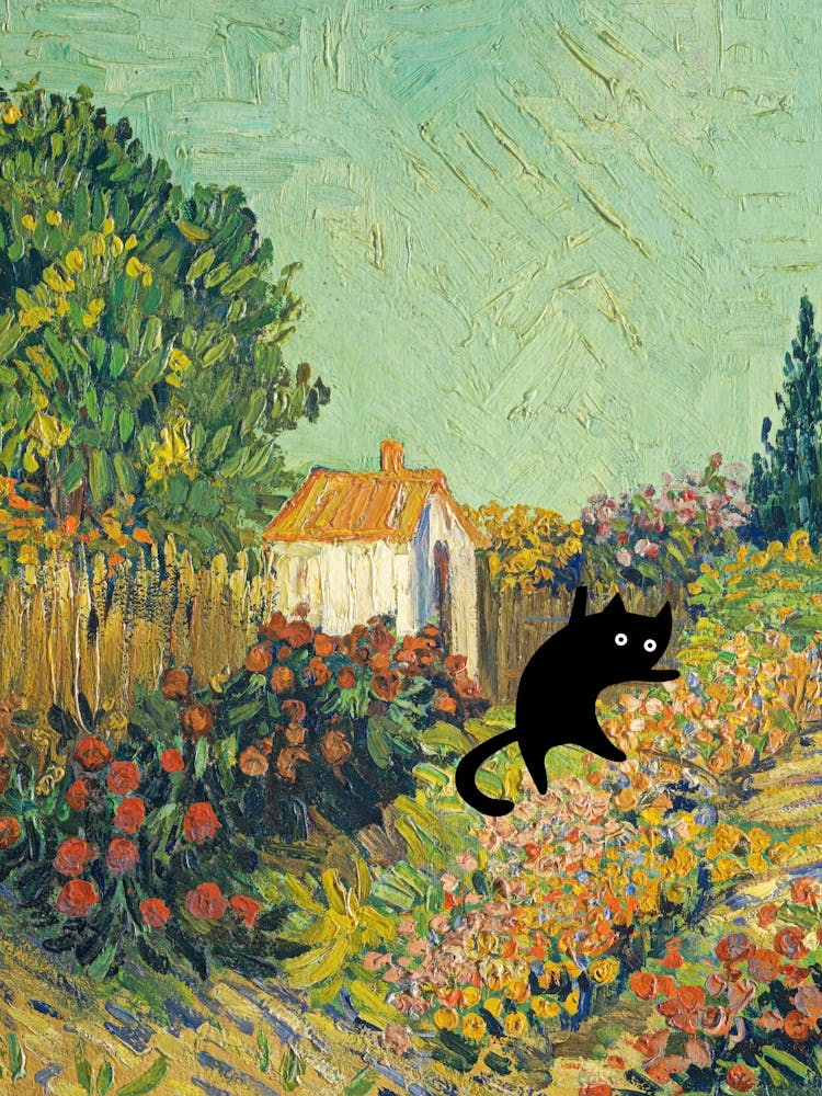 Cats In Famous Gardens Vincent Van Gogh Landscape
