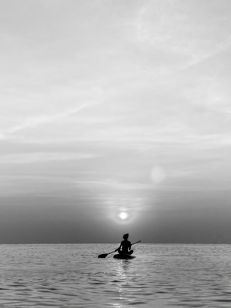 Italy Sunset Sea Bw