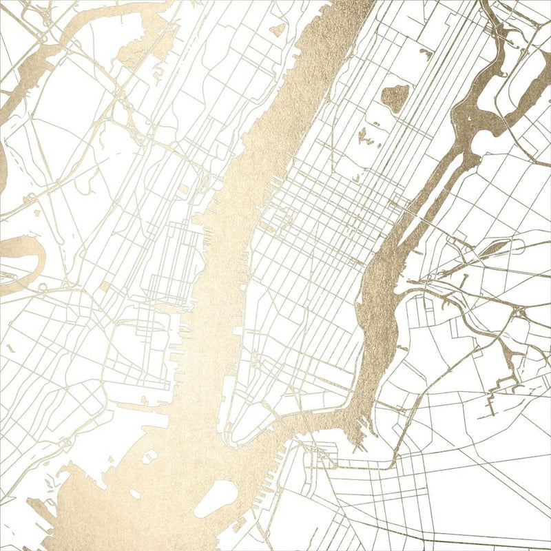 NYC Gold And White Street Map - New York City