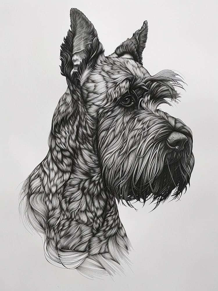 Kerry Blue Terrier Line Sketch 1