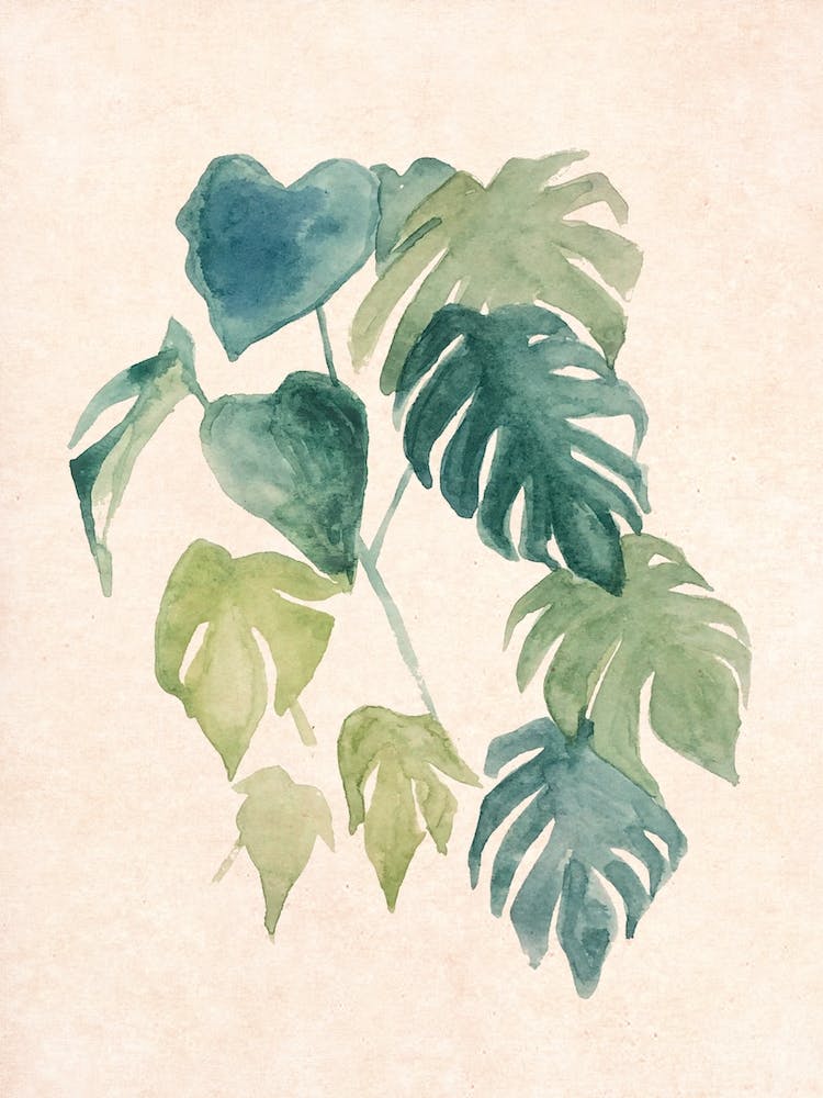 Bloomery Decor Feuilles de Jungle à l'Aquarelle Ii
