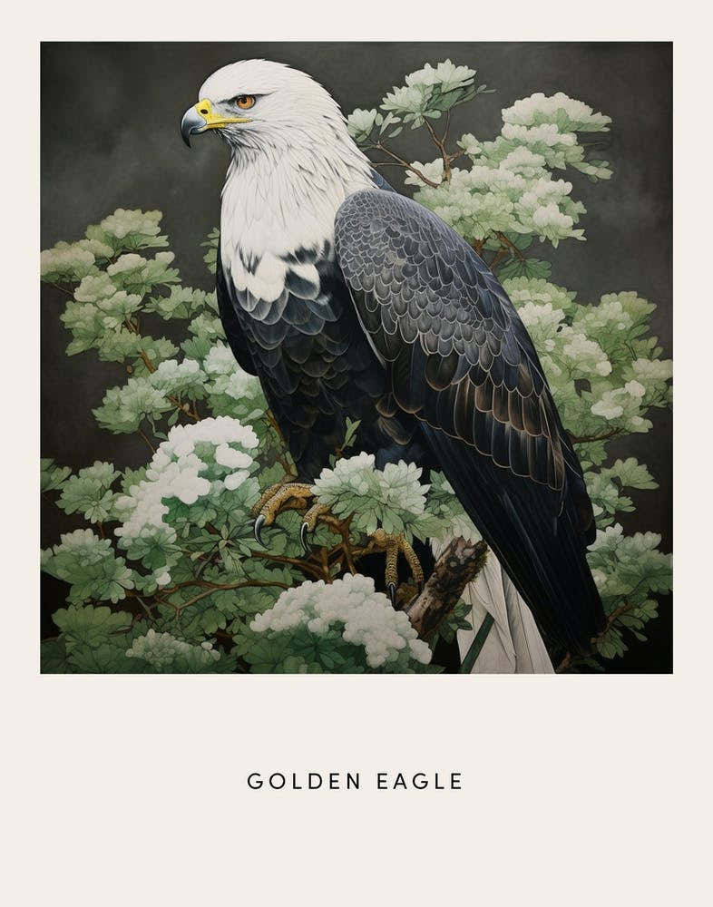 Ohara Koson Inspired Bird Painting Golden Eagle 1 Poster