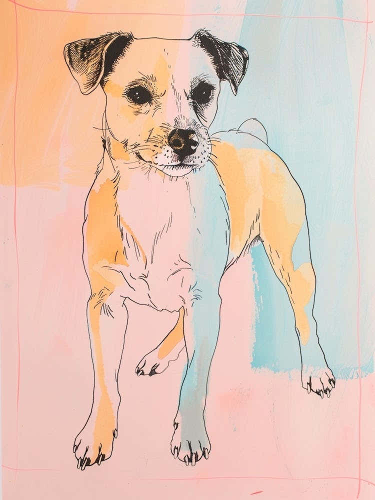 Pastel Parson Russell Terrier Dog Pastel Line Illustration  3