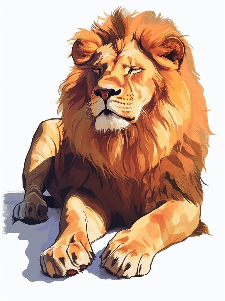 Barbary Lion Resting In The Sun Clipart 4