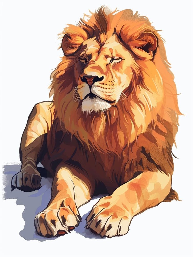 Barbary Lion Resting In The Sun Clipart 4