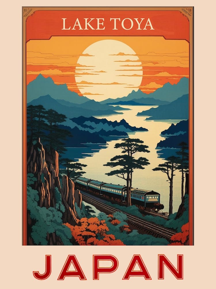 Lake Toya, Visit Japan Vintage Travel Art 2 Poster