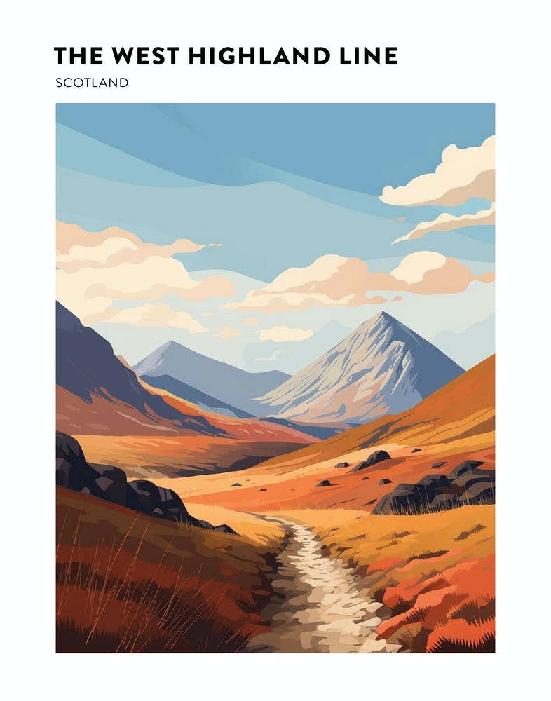 The West Highland Line Scotland 14 Hiking Trail Landscape Poster