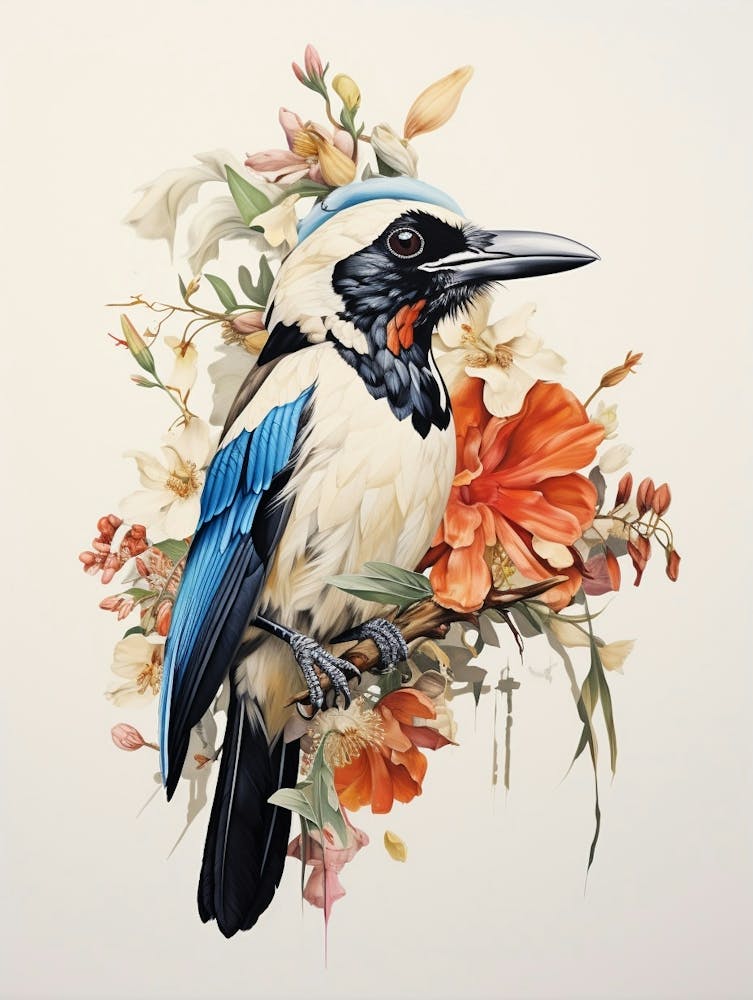 Bird With A Flower Crown Magpie 2