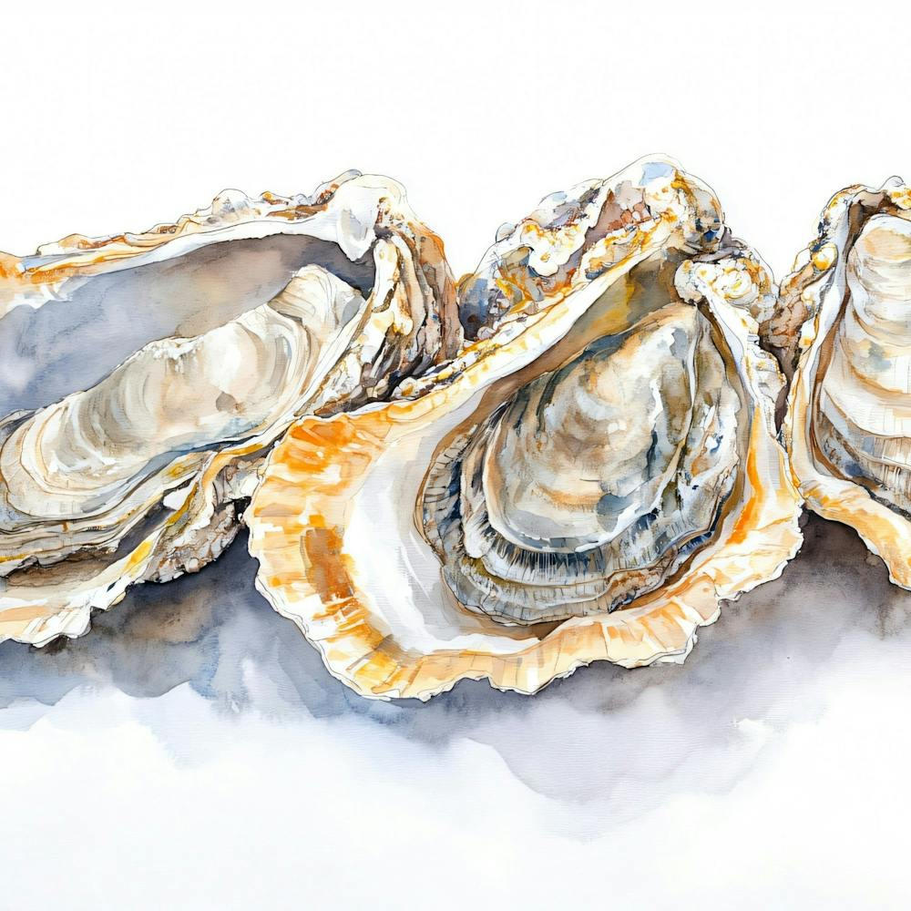 Oysters Watercolor Illustration