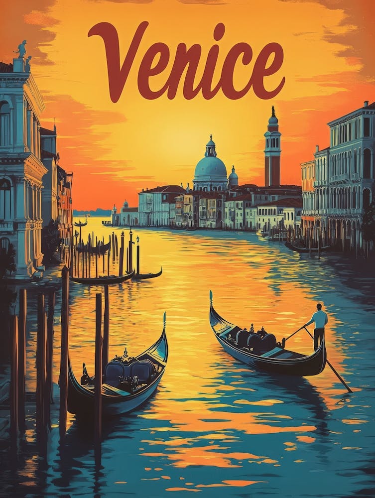 Aihrgdesign A Retro Travel Poster For Venice 3