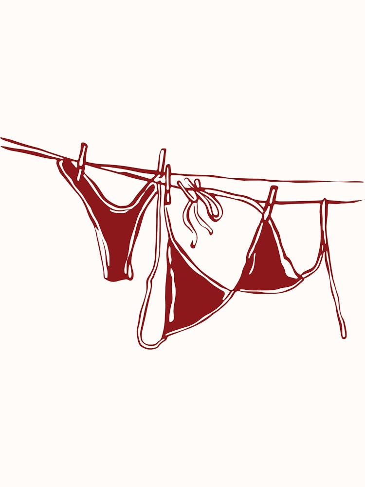 Red Bikini On A Clothesline Poster