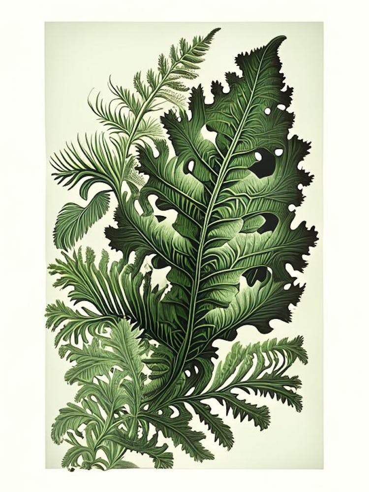 Ruffled Fern 1 Vintage Botanical Poster