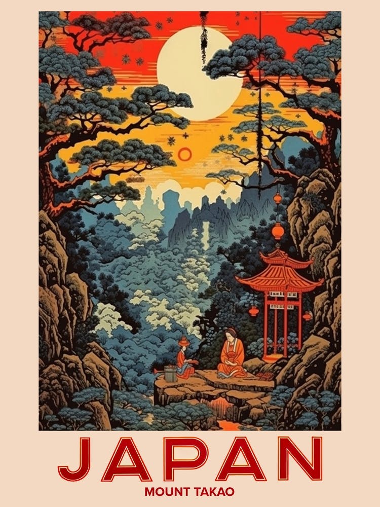 Mount Takao, Visit Japan Vintage Travel Art 4