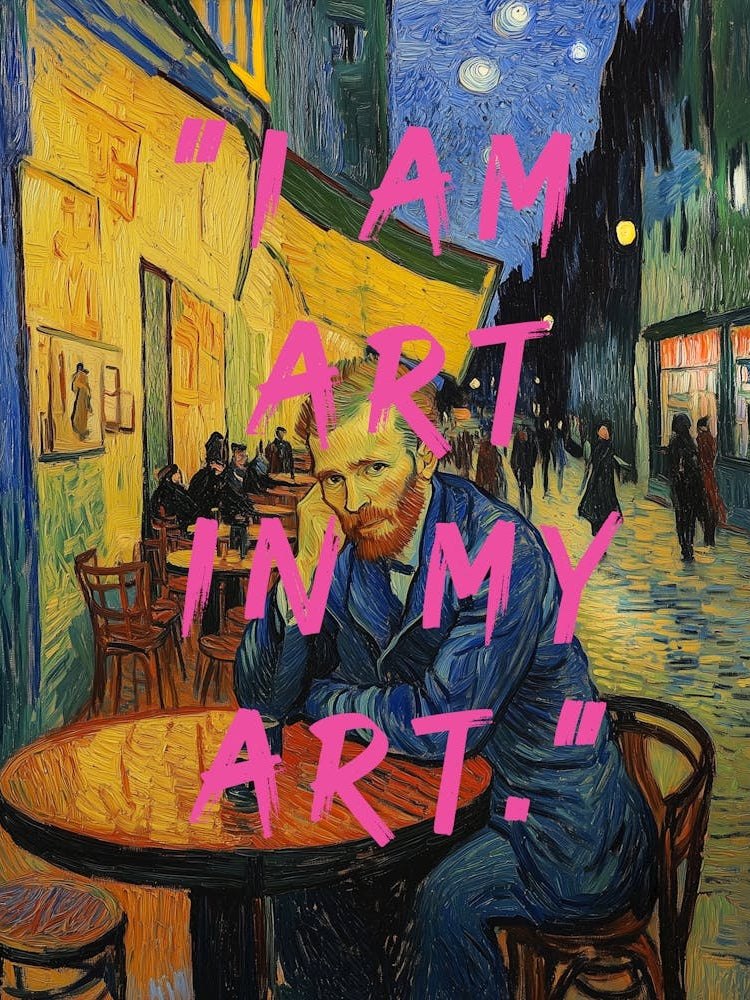 Vincent van Gogh Caféterrasse bei Nacht Oilmalerei, Selbstportrait ich bin kunst, "I Am Art In My Art" 1