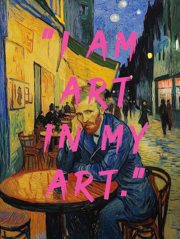 Vincent van Gogh Caféterrasse bei Nacht Oilmalerei, Selbstportrait ich bin kunst, "I Am Art In My Art" 1