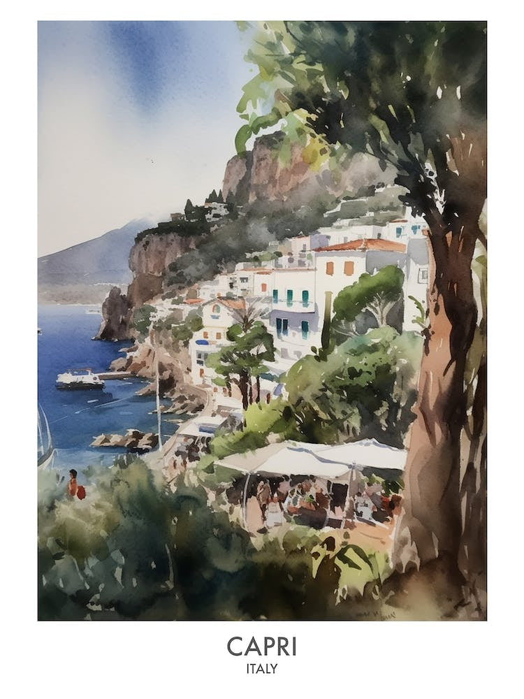 Capri Watercolour Travel Poster 5