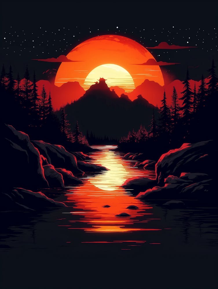 Sunset Over The River