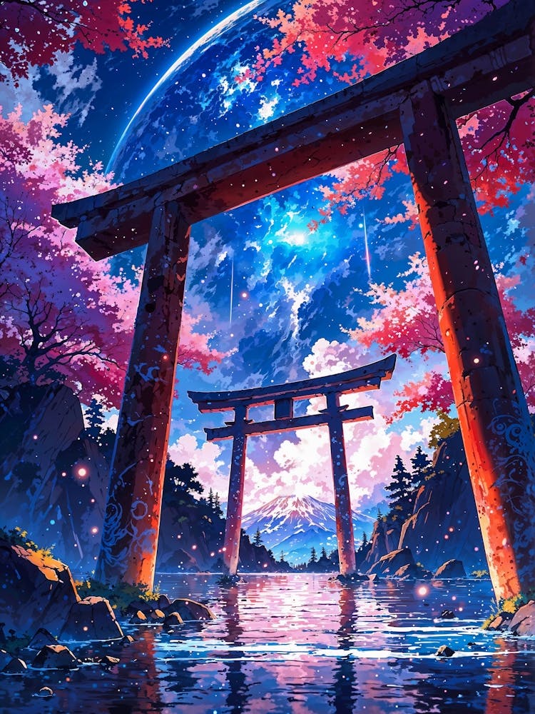 Japanese Torii Gate Space Landscape: