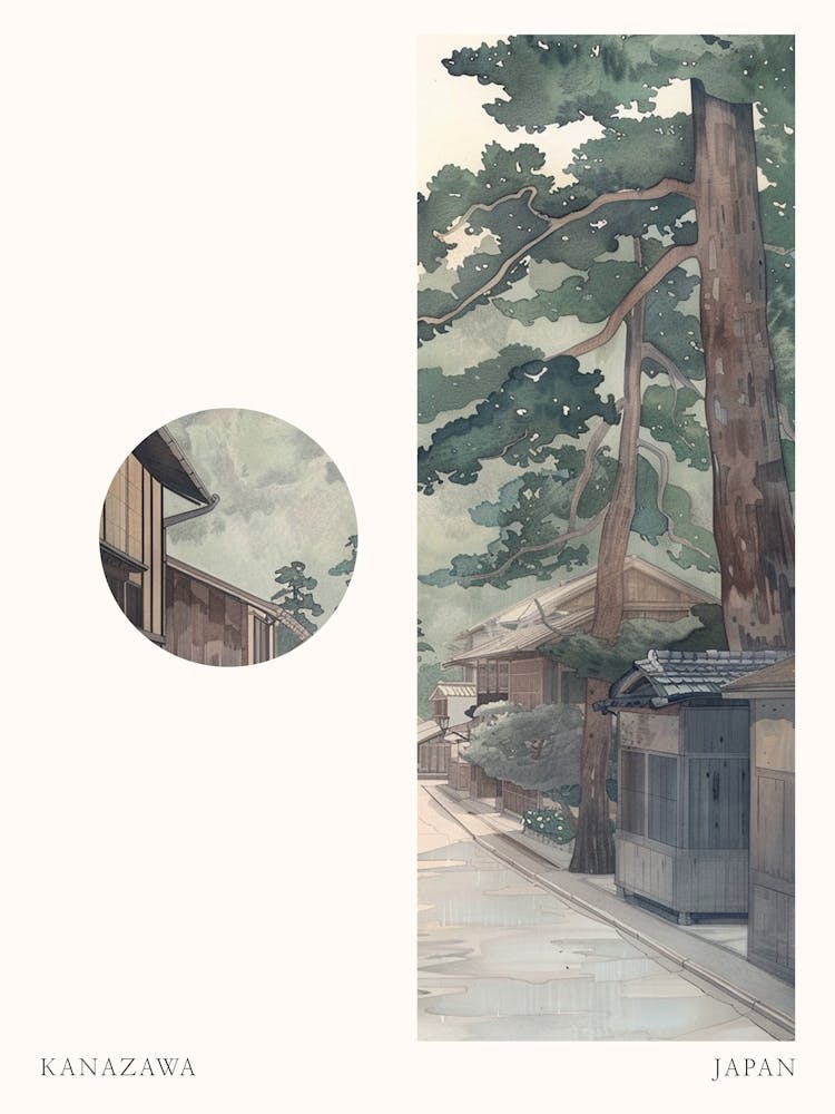 Kanazawa Japan 4 Cut Out Travel Poster