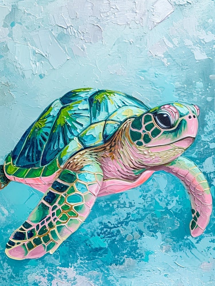 Pastel Pink & Blue Sea Turtle 2