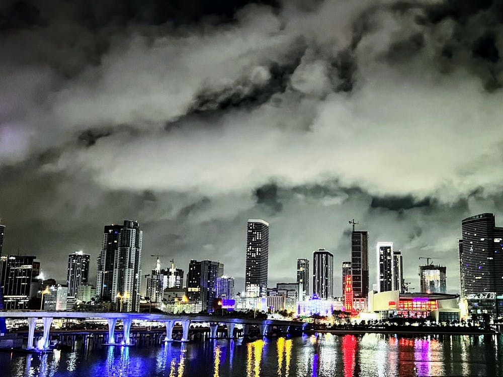 Black and White Miami with a Pop of Color (Miami at Night Series)