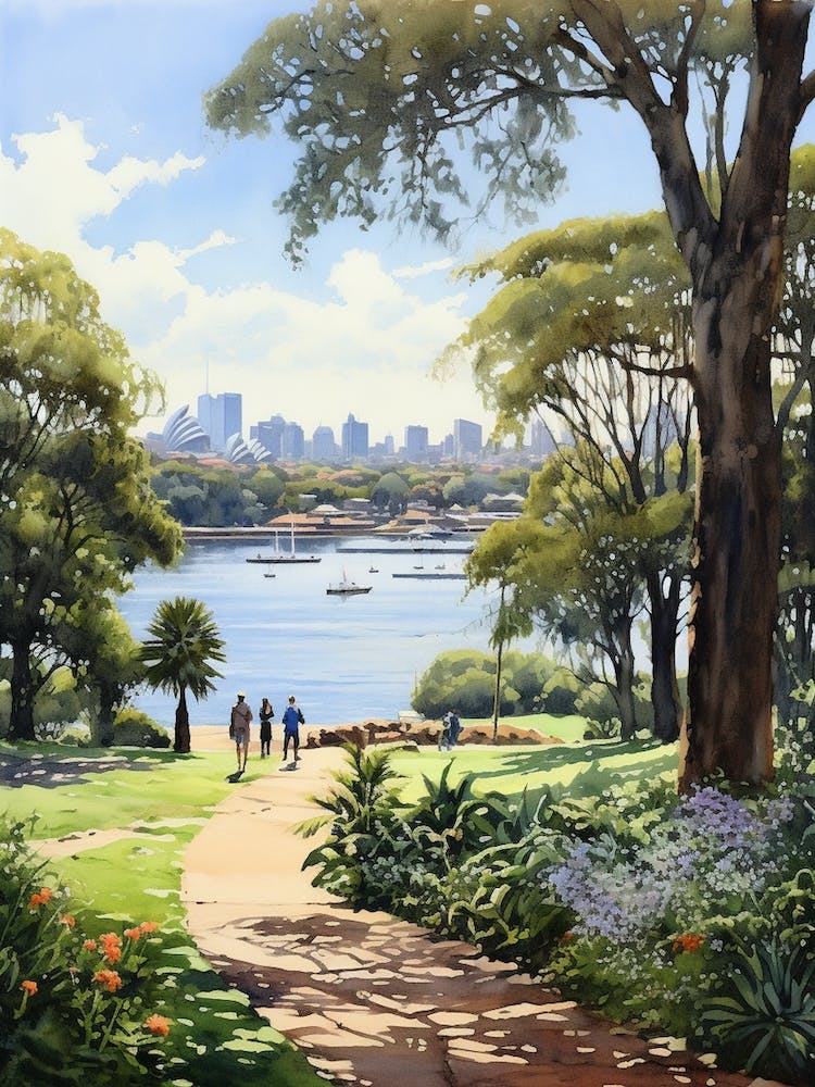 Royal Botanical Gardens Sydney Australia Watercolour  1