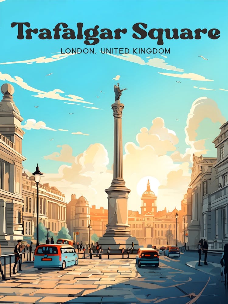 Trafalgar Square London United Kingdom Landmark Modern Travel Art