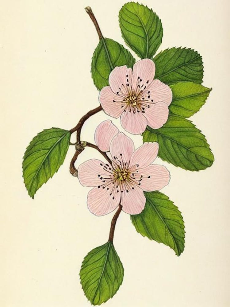Cherry Blossom Vintage Botanical Flower