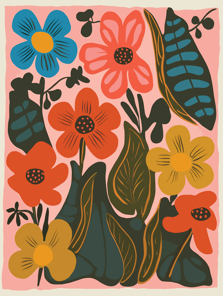 Flowers On A Pink Background