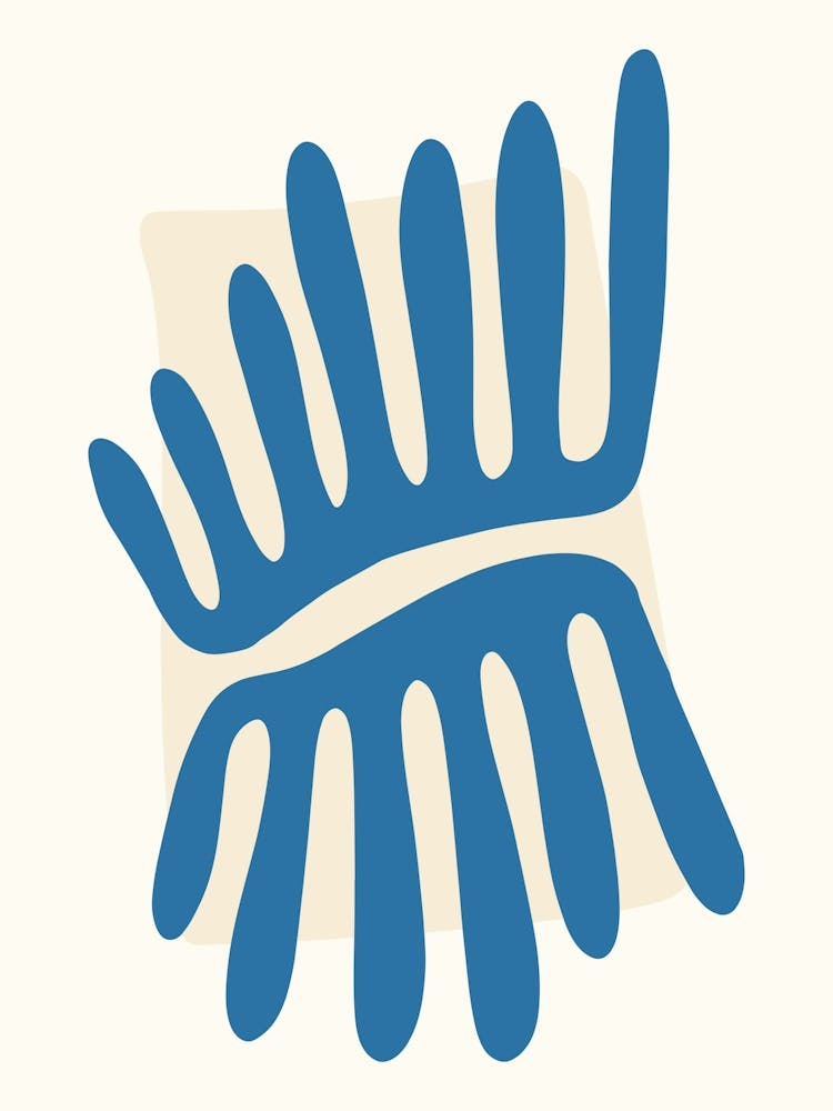 Leaves Matisse Inspired Abstract Ivory And Celadon Blue