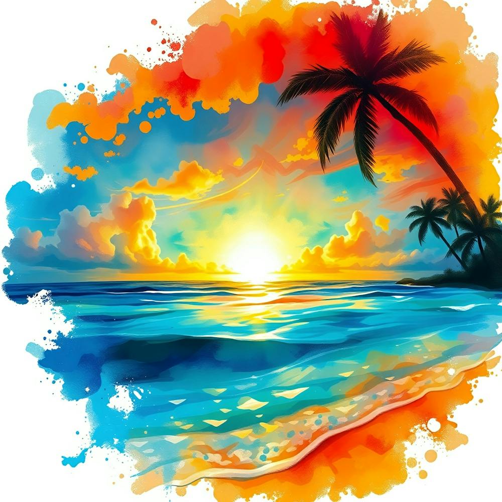 Sunset Watercolor Painting 1