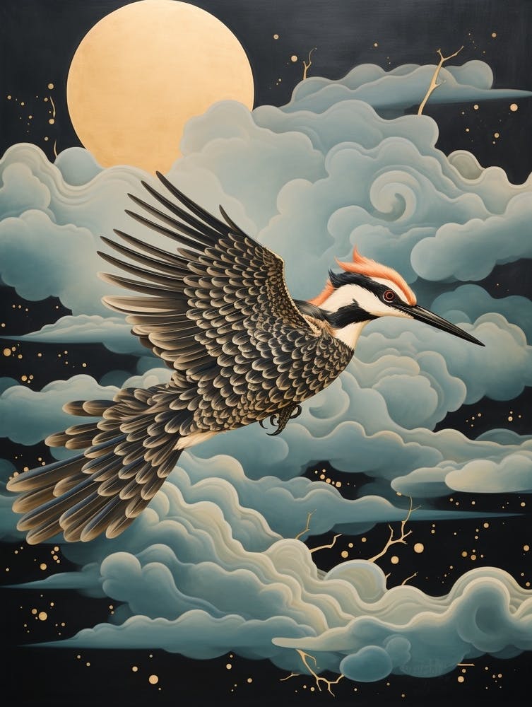 Woodpecker 3 Gold Detail Painting