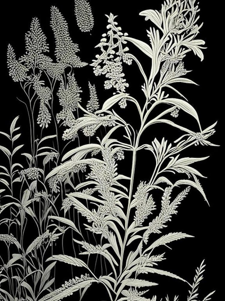 Goldrute Wildblume Linolschnitt 2