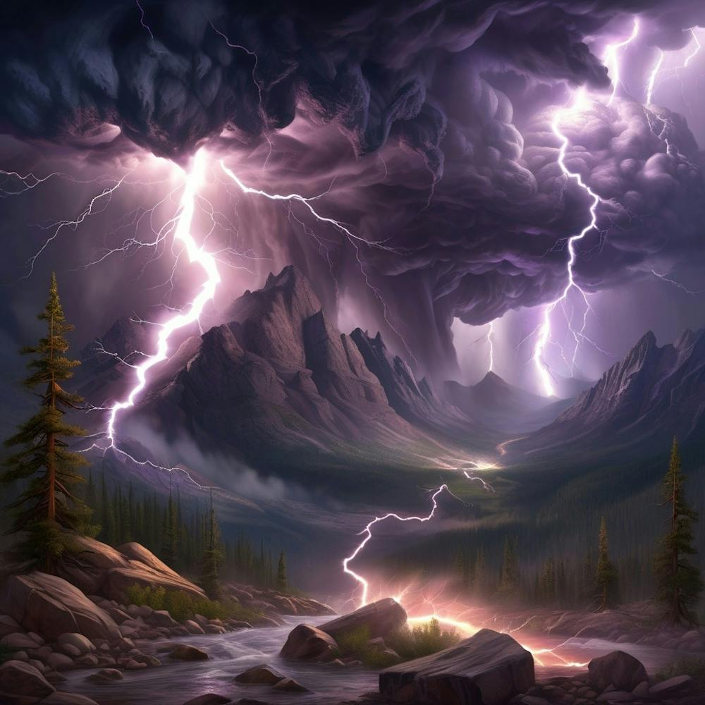 Lightning Storm In The Mountains