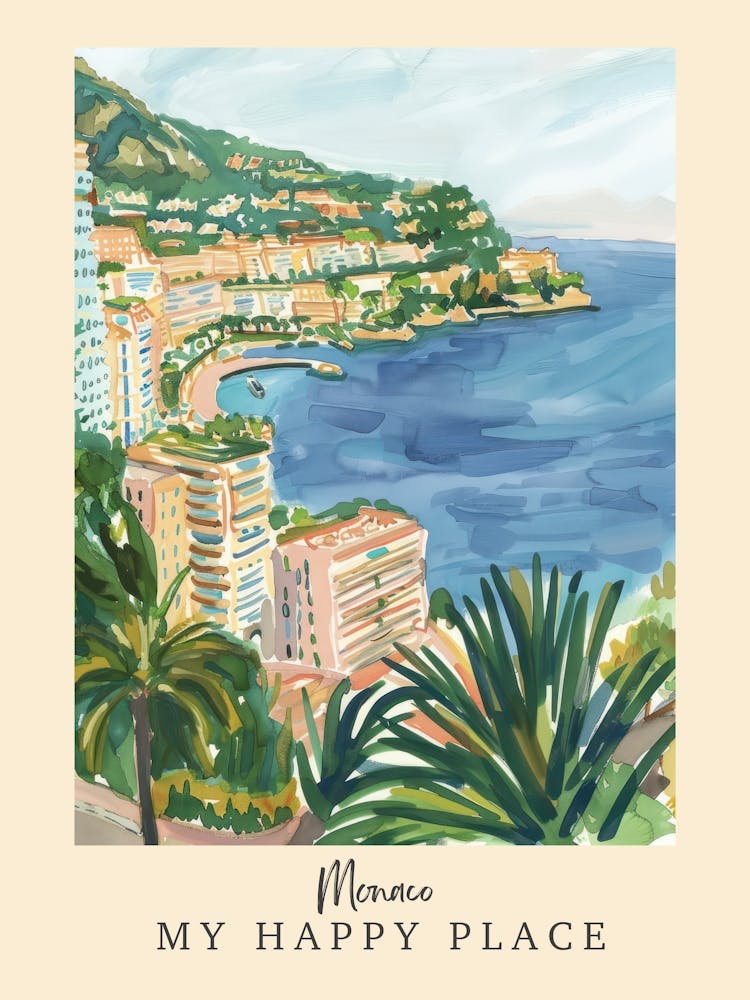 My Happy Place Monaco 3 Travel Poster