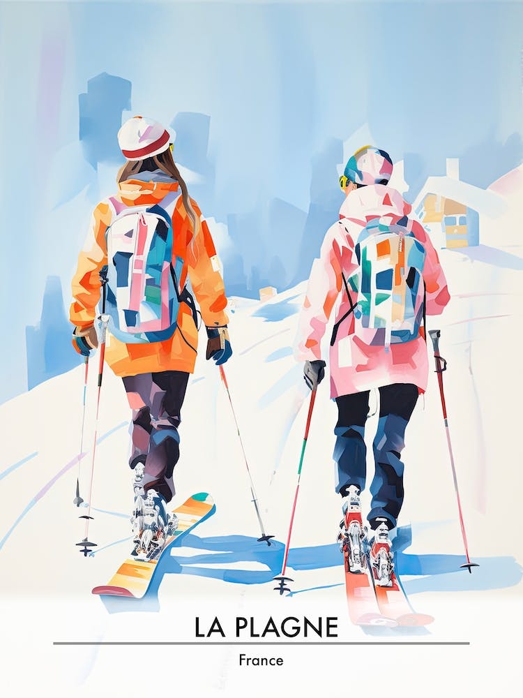 La Plagne   France, Ski Resort Poster Illustration 3