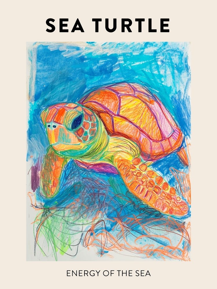 Sea Turtle Rainbow Abstract Scribble Poster 2