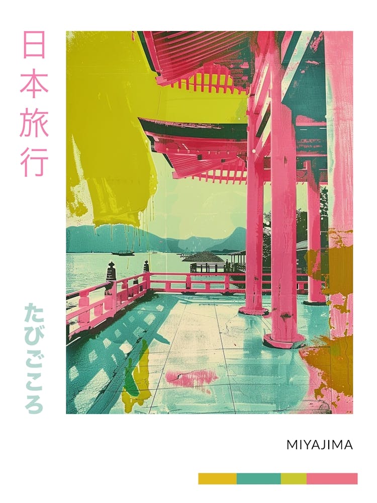 Miyajima Japan Retro Duotone Silkscreen Poster 6