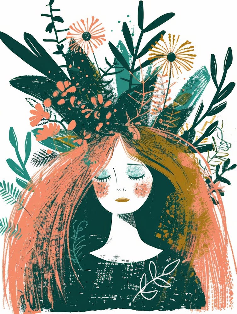 Girl With Flowers On Her Head 10