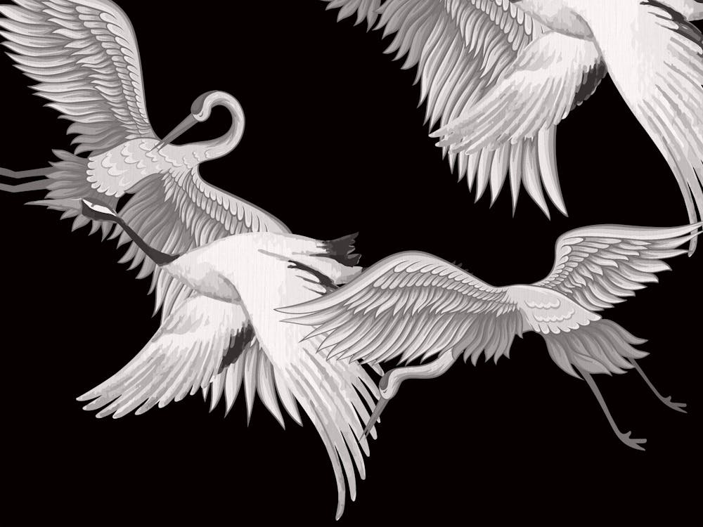Japanese Flying Cranes Artwork