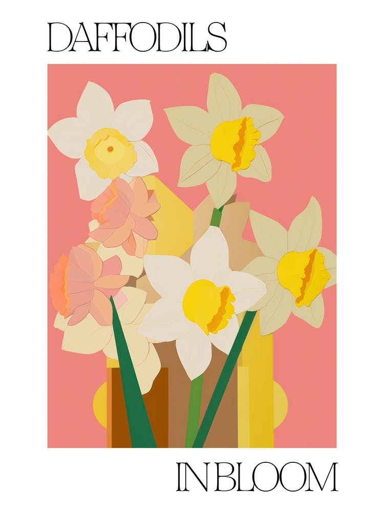 Daffodils In Bloom Flowers Bold Illustration 4