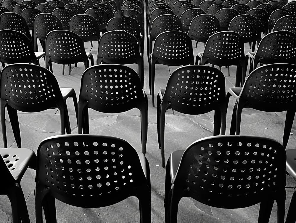 Black And White Image Of Empty Chairs 2